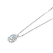 Collana con ciondolo - 18 carati Oro bianco - 0.40ct. tw. Acquamarina - Diamante