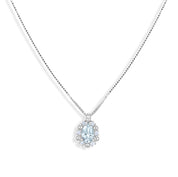 Collana con ciondolo - 18 carati Oro bianco - 0.40ct. tw. Acquamarina - Diamante