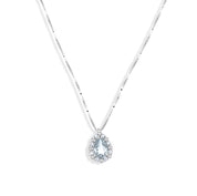 Collana con pendente - Oro bianco 18 kt. - 0,66 ct. Acquamarina - Diamante