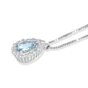 Collana con pendente - Oro bianco 18 kt. - 0,66 ct. Acquamarina - Diamante