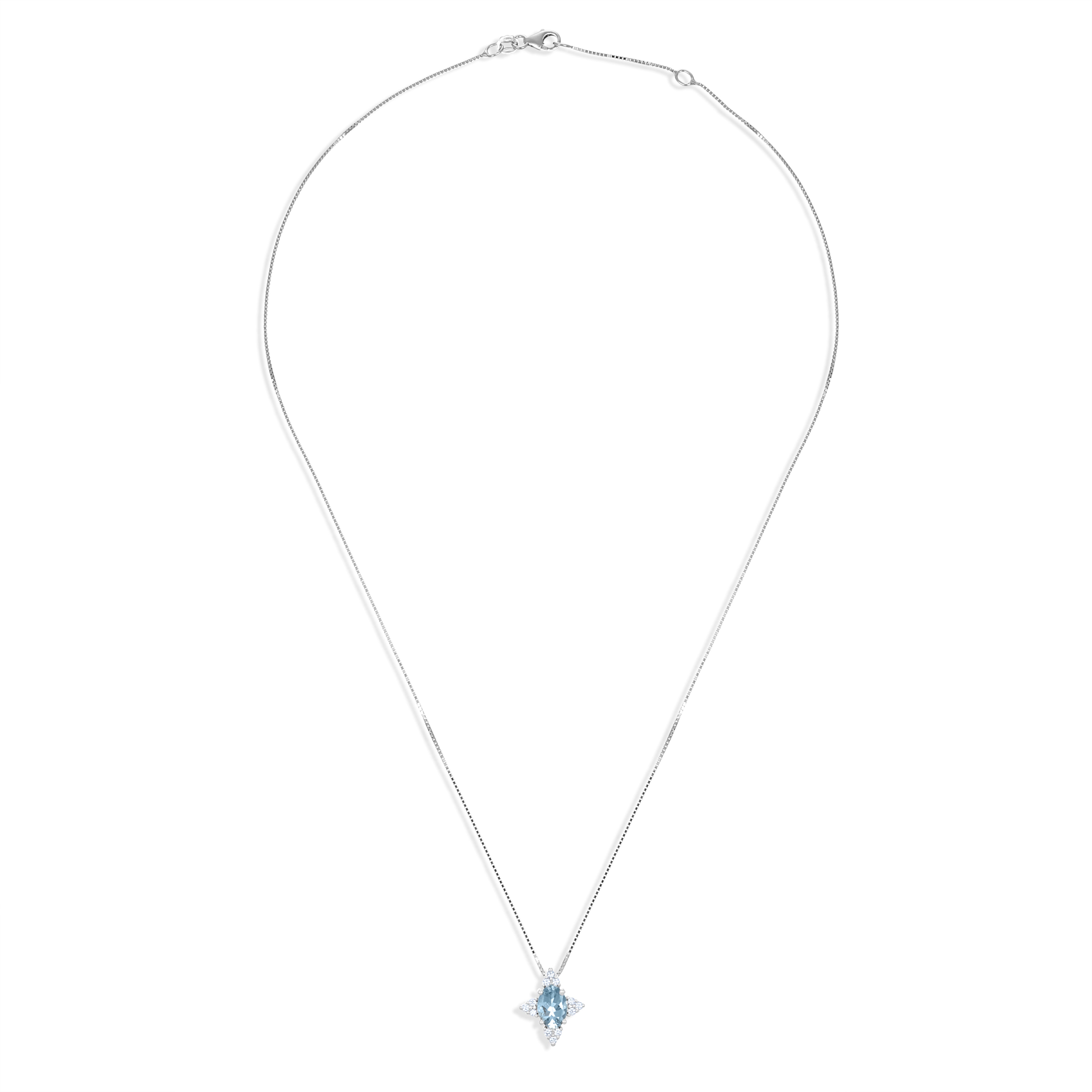 Collana con ciondolo - 18 carati Oro bianco - 0,79 ct. due. Acquamarina-Diamante