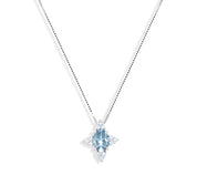 Collana con ciondolo - 18 carati Oro bianco - 0,79 ct. due. Acquamarina-Diamante