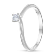 Anello - 18 carati Oro bianco - 0.09ct. tw. Diamante (Naturale)