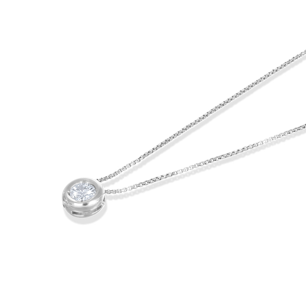 Collana con ciondolo - 18 carati Oro bianco - 0.20ct. tw. Diamante (Naturale)