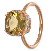 Anello - Oro giallo 18 kt - 3,78 ct. tw. Topazio - Diamante