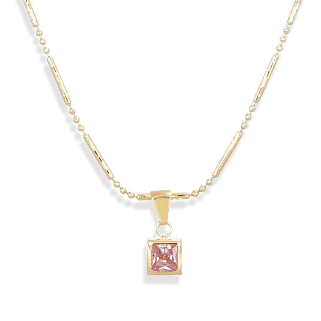 Collana con Ciondolo in Oro Giallo 18 carati con Topazio rosa 0.30 Ct