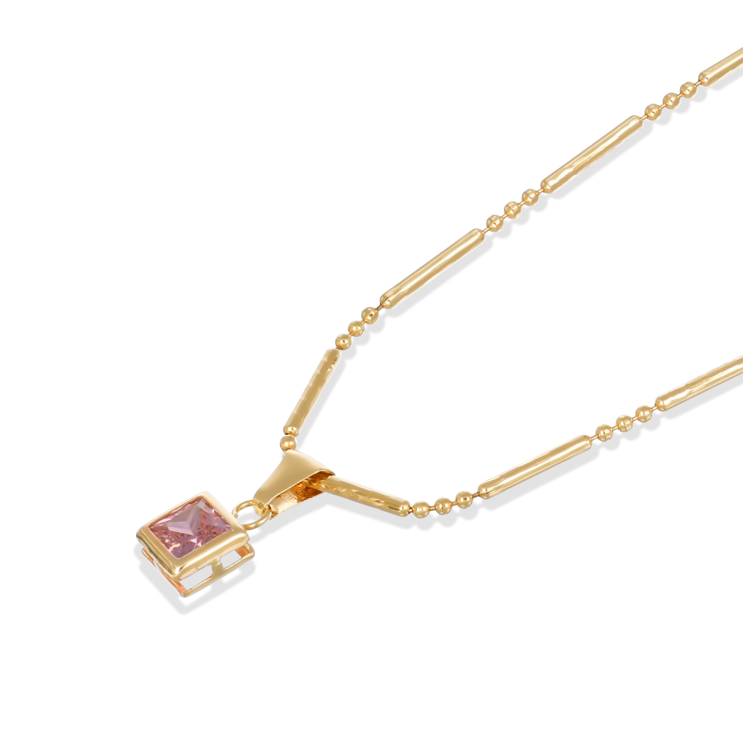 Collana con Ciondolo in Oro Giallo 18 carati con Topazio rosa 0.30 Ct