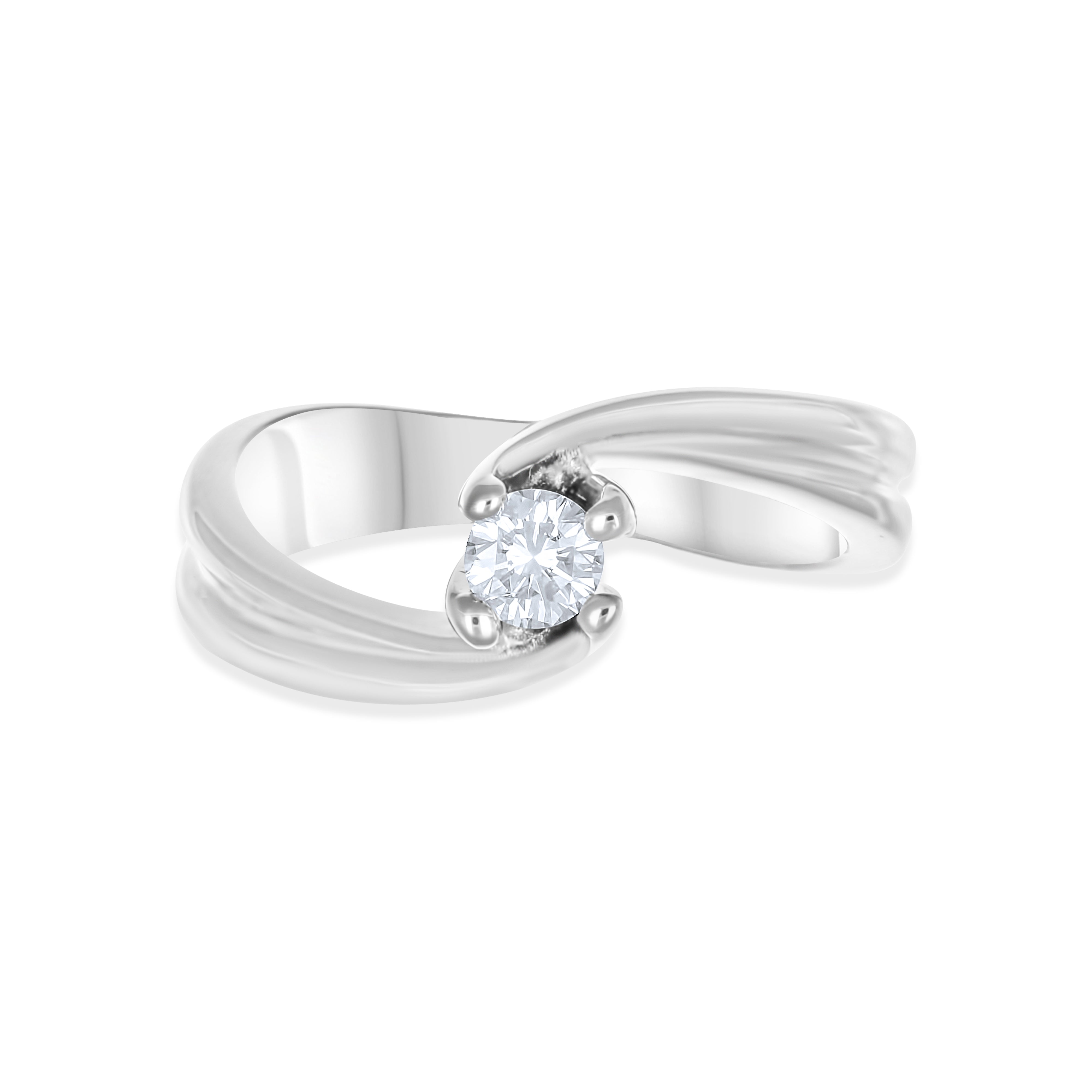 Anello - 18 carati Oro bianco - 0.16ct. tw. Diamante (Naturale)