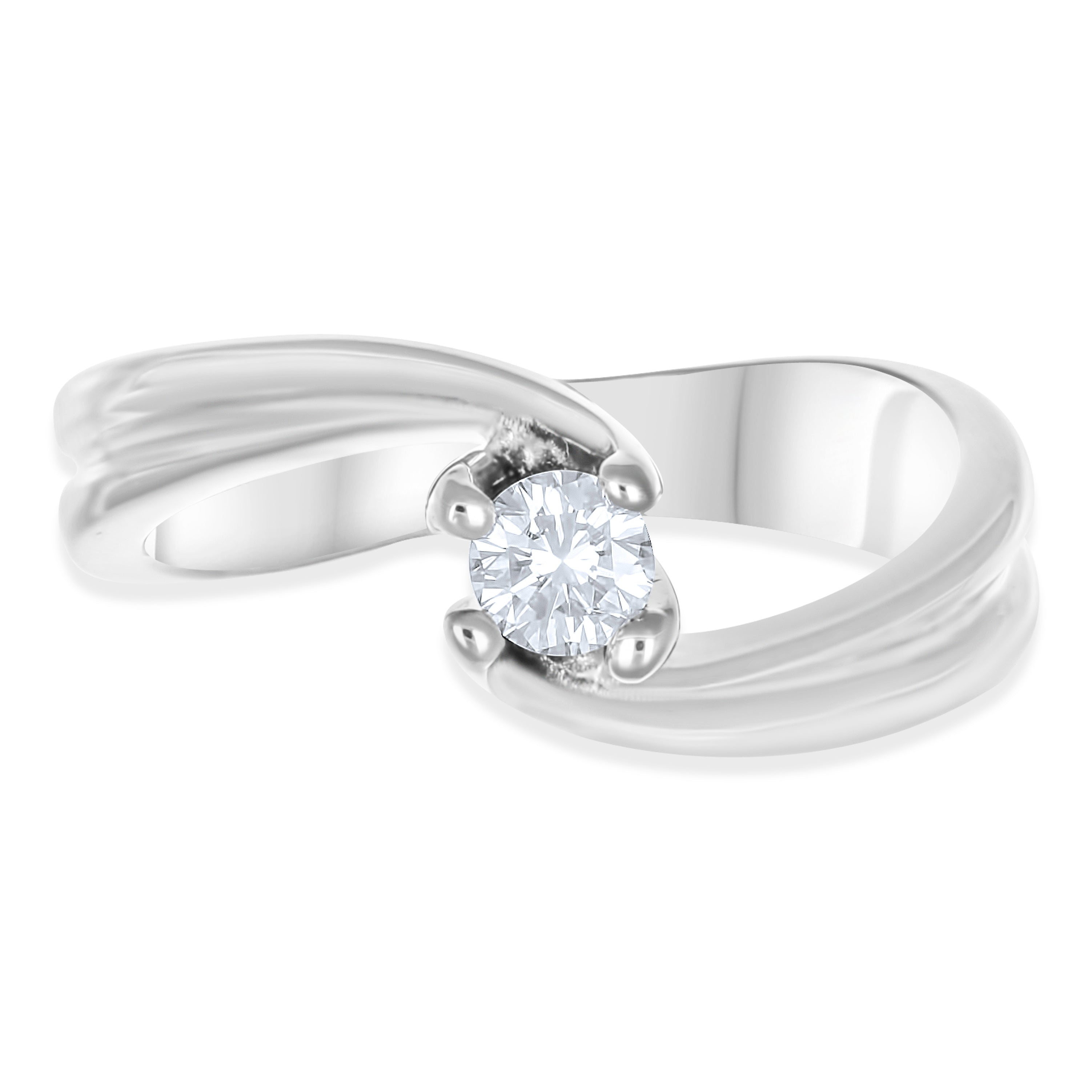 Anello - 18 carati Oro bianco - 0.16ct. tw. Diamante (Naturale)