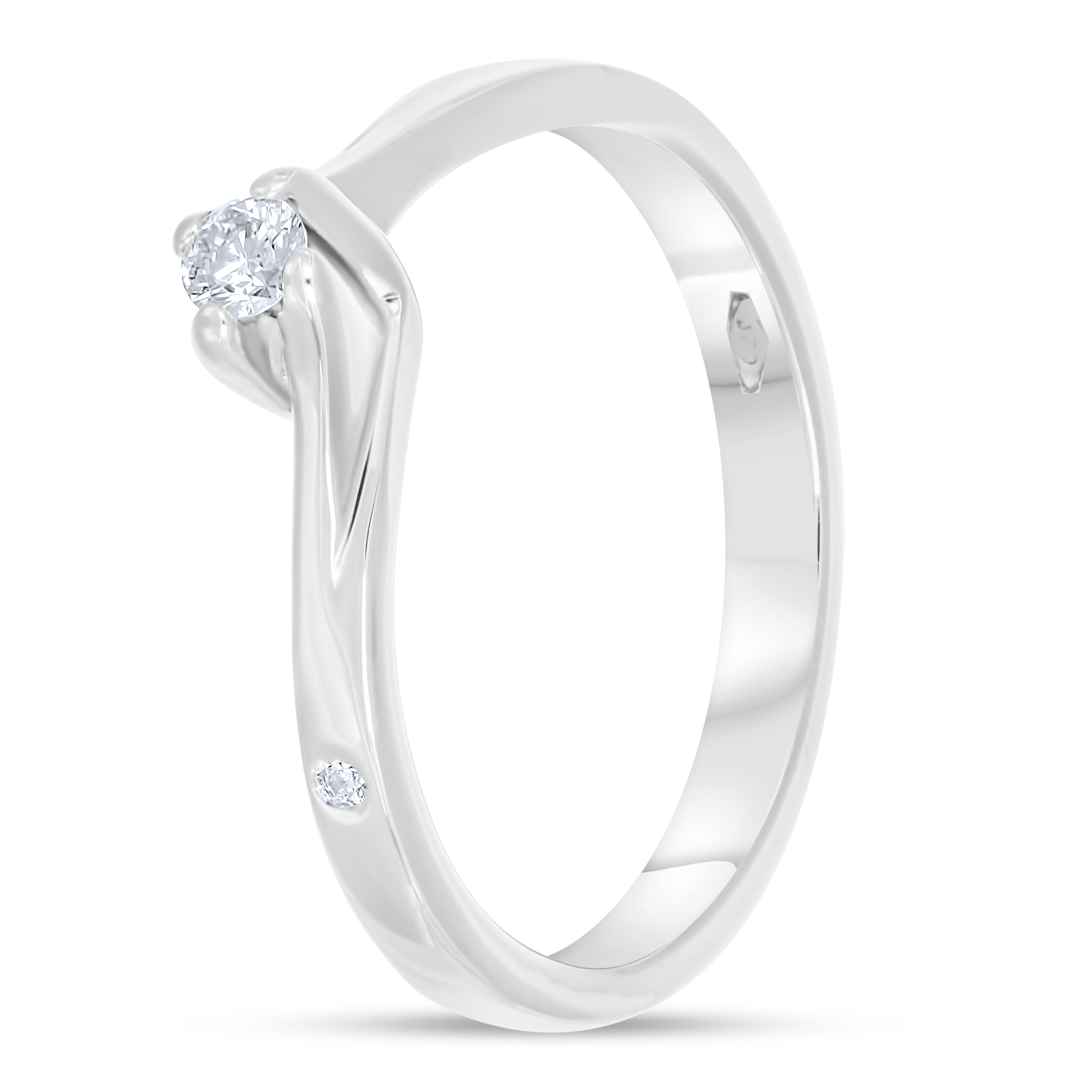 Anello - 18 carati Oro bianco - 0.08ct. tw. Diamante (Naturale)