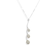 Collana con ciondolo - 18 carati Oro bianco - 0.02ct. tw. Diamante (Naturale) - Perla