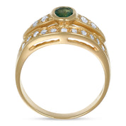 Anello - Oro giallo 18 kt. - 0,89 ct. tw. Smeraldo - Diamante