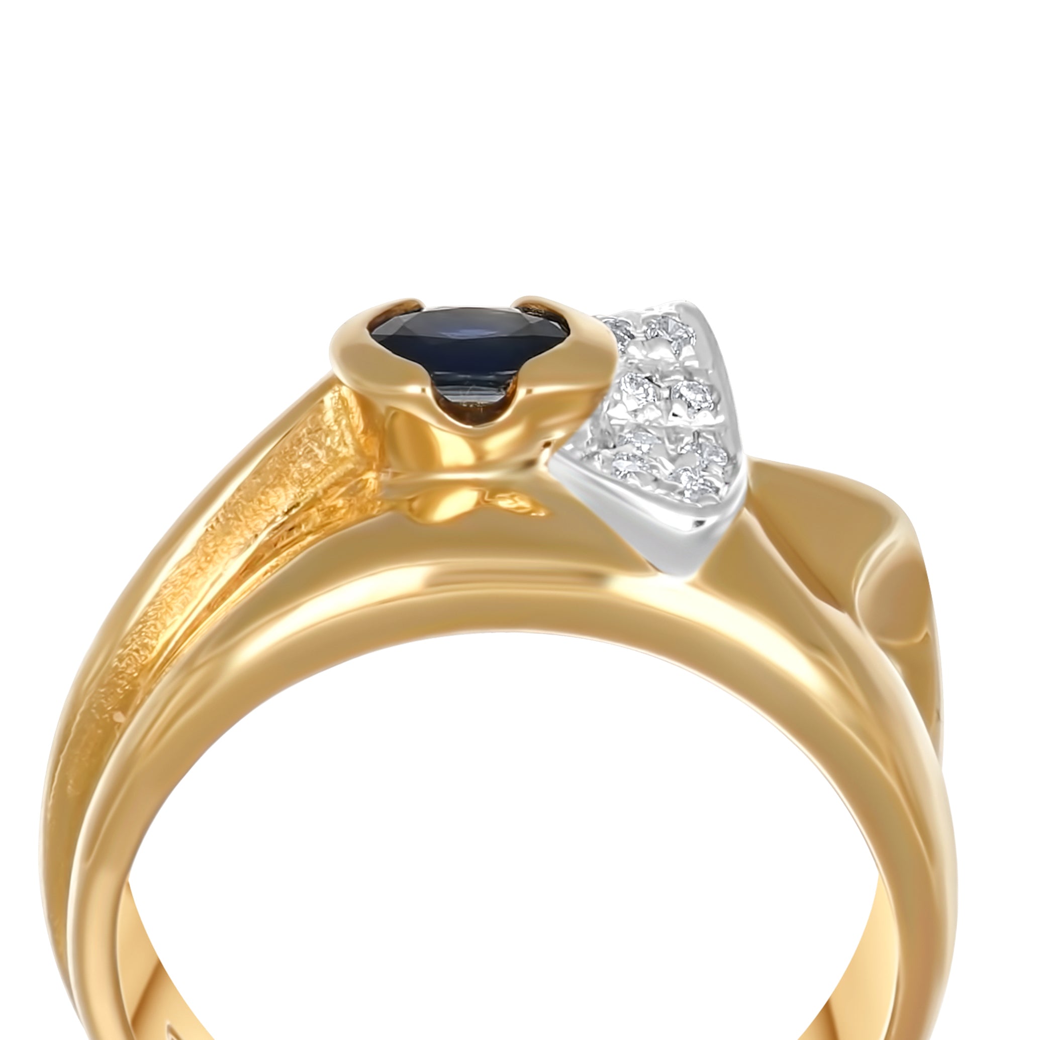 Anello - Oro bianco 18 kt, Oro giallo - 0,50 ct. tw. Zaffiro - Diamante