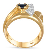 Anello - Oro bianco 18 kt, Oro giallo - 0,50 ct. tw. Zaffiro - Diamante