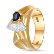 Anello - Oro bianco 18 kt, Oro giallo - 0,50 ct. tw. Zaffiro - Diamante