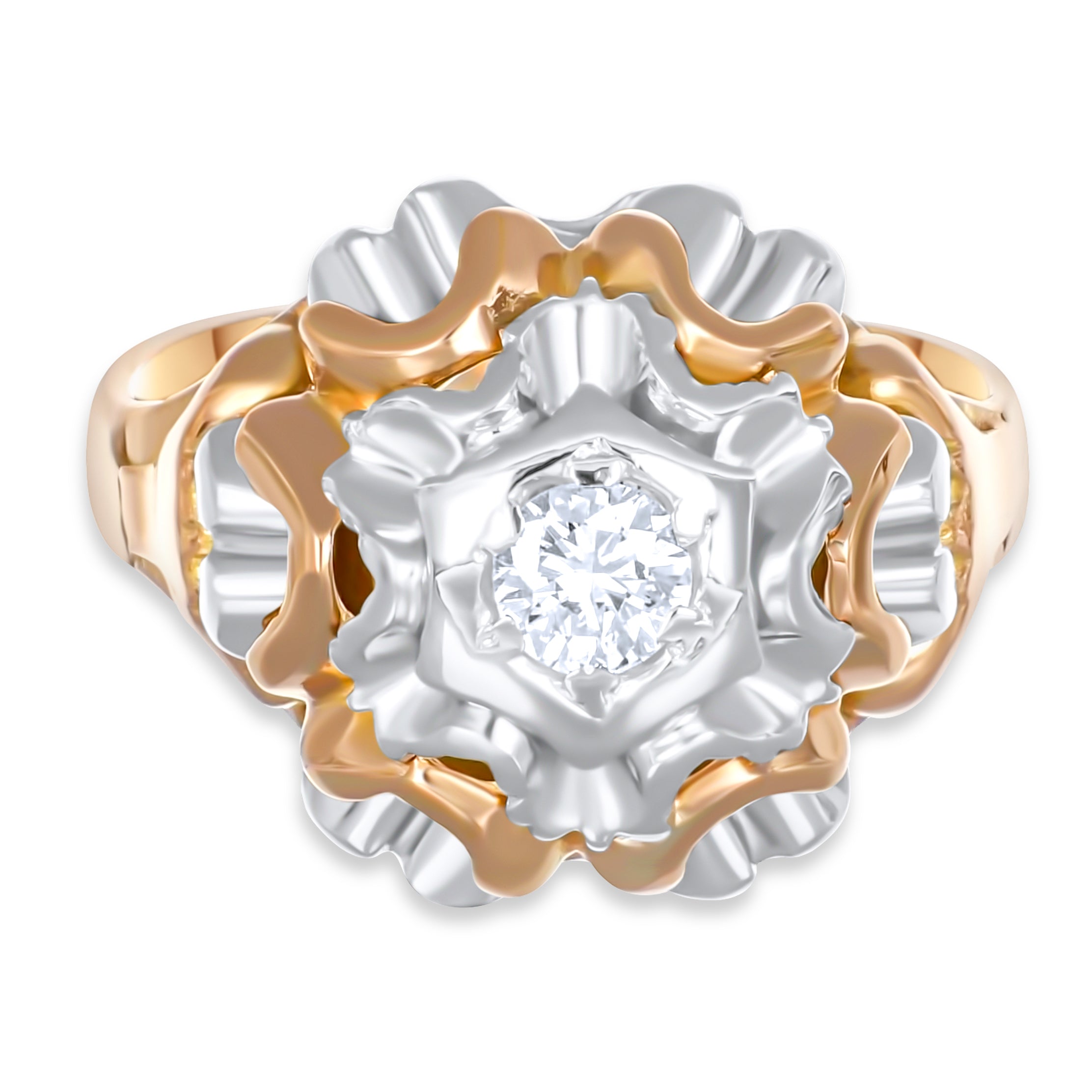 Anello - 18 carati Oro bianco, Oro giallo - 0.25ct. tw. Diamante (Naturale)