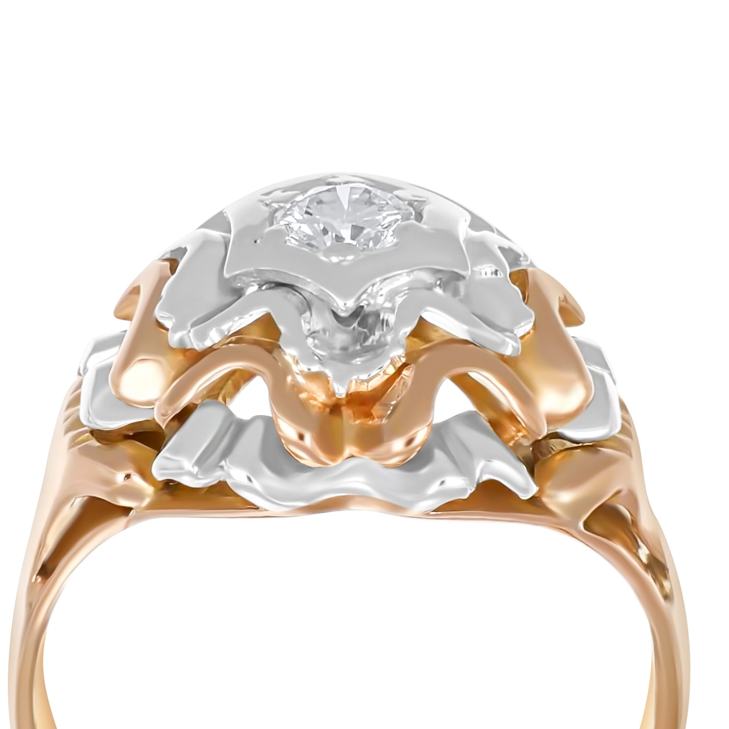 Anello - 18 carati Oro bianco, Oro giallo - 0.25ct. tw. Diamante (Naturale)