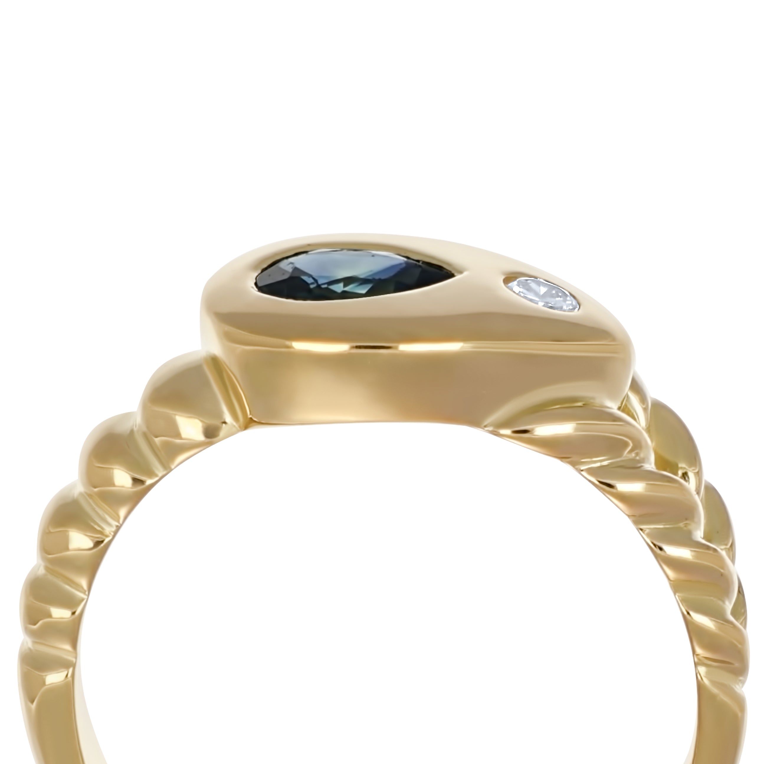 Anello - Oro giallo 18 kt. - 0,41 ct. tw. Zaffiro - Diamante