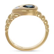 Anello - Oro giallo 18 kt. - 0,41 ct. tw. Zaffiro - Diamante