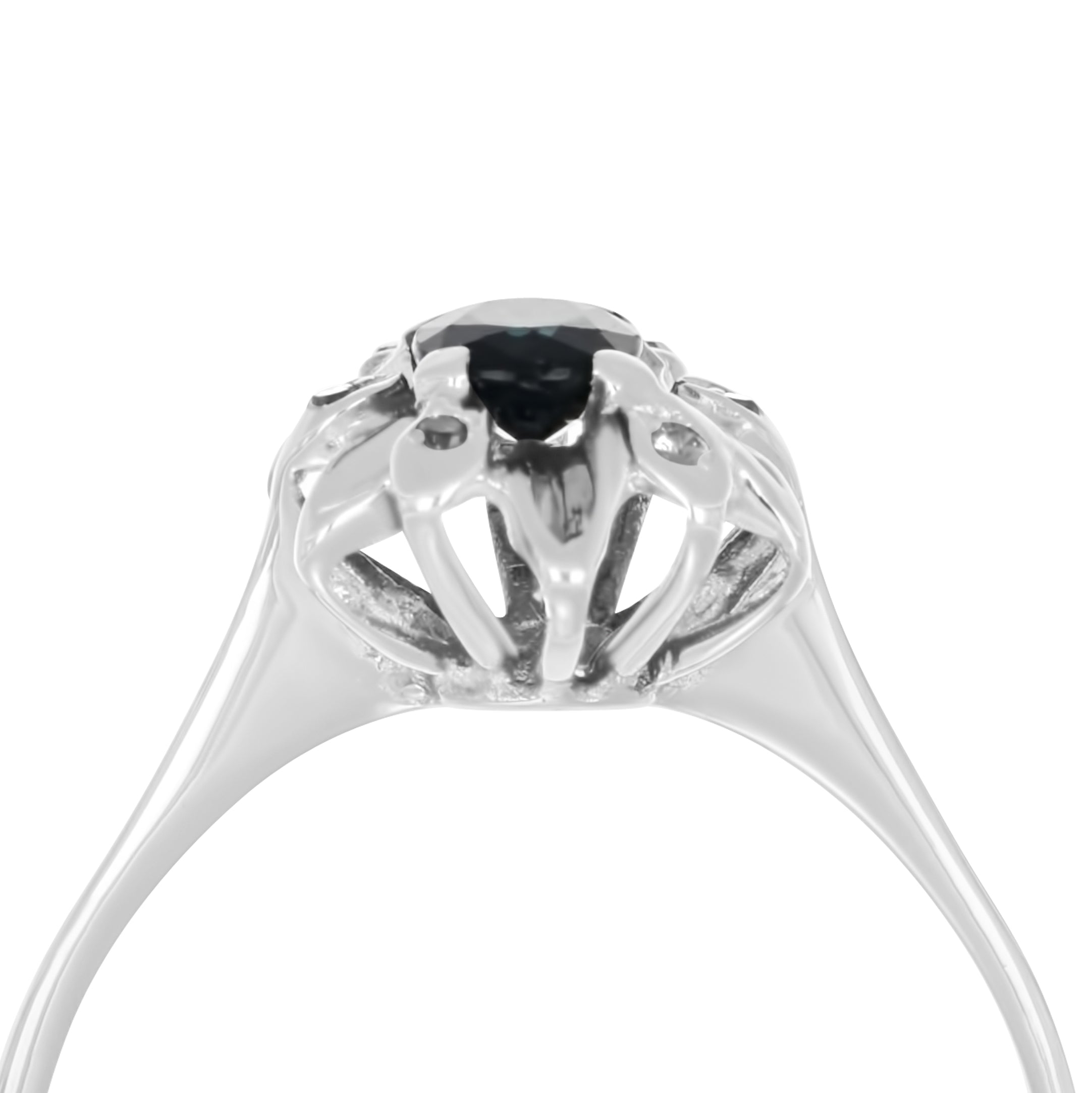 Anello - 18 carati Oro bianco - 0.56ct. tw. Zaffiro - Diamante