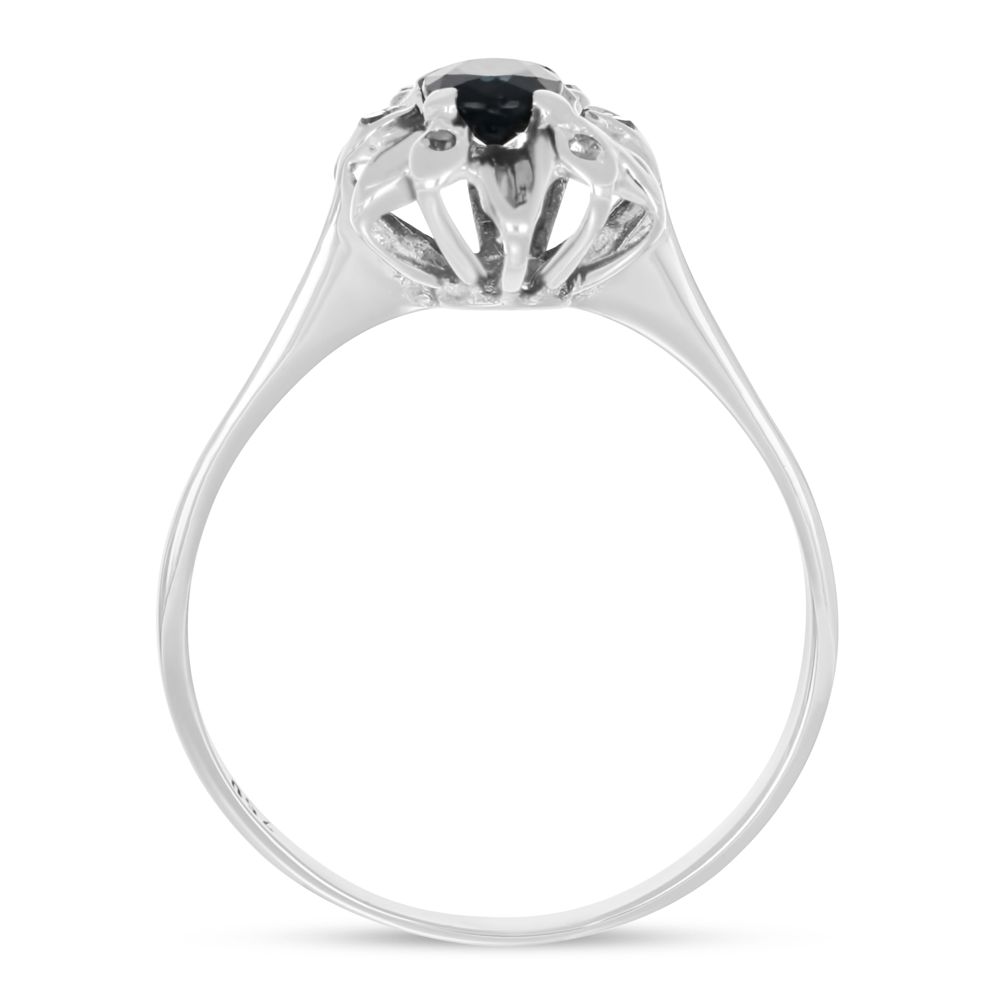 Anello - 18 carati Oro bianco - 0.56ct. tw. Zaffiro - Diamante