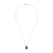 Collana con pendente - Oro bianco 18 kt. - 0,03 ct. tw. Diamante (Naturale) - Perla