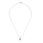 Collana con pendente - Oro bianco 18 kt. - 0,02 ct. tw. Diamante (Naturale) - Perla