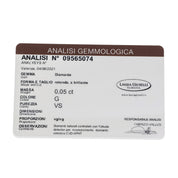 1 pcs Diamante (Naturale) - 0.05 ct - Rotondo - G - VS1 - Nessuna perizia di laboratorio