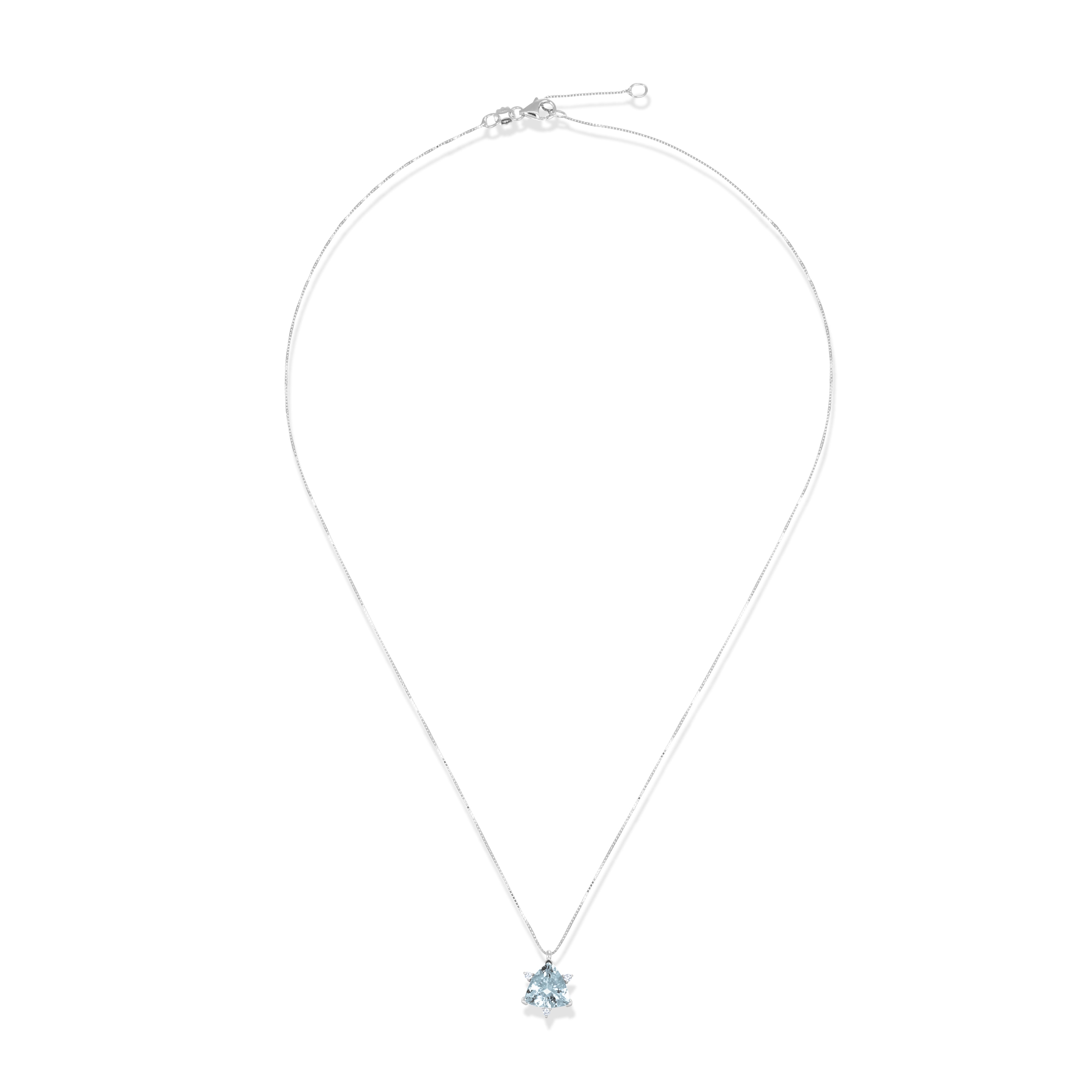 Collana con ciondolo - 18 carati Oro bianco - 1.40ct. tw. Acquamarina - Diamante