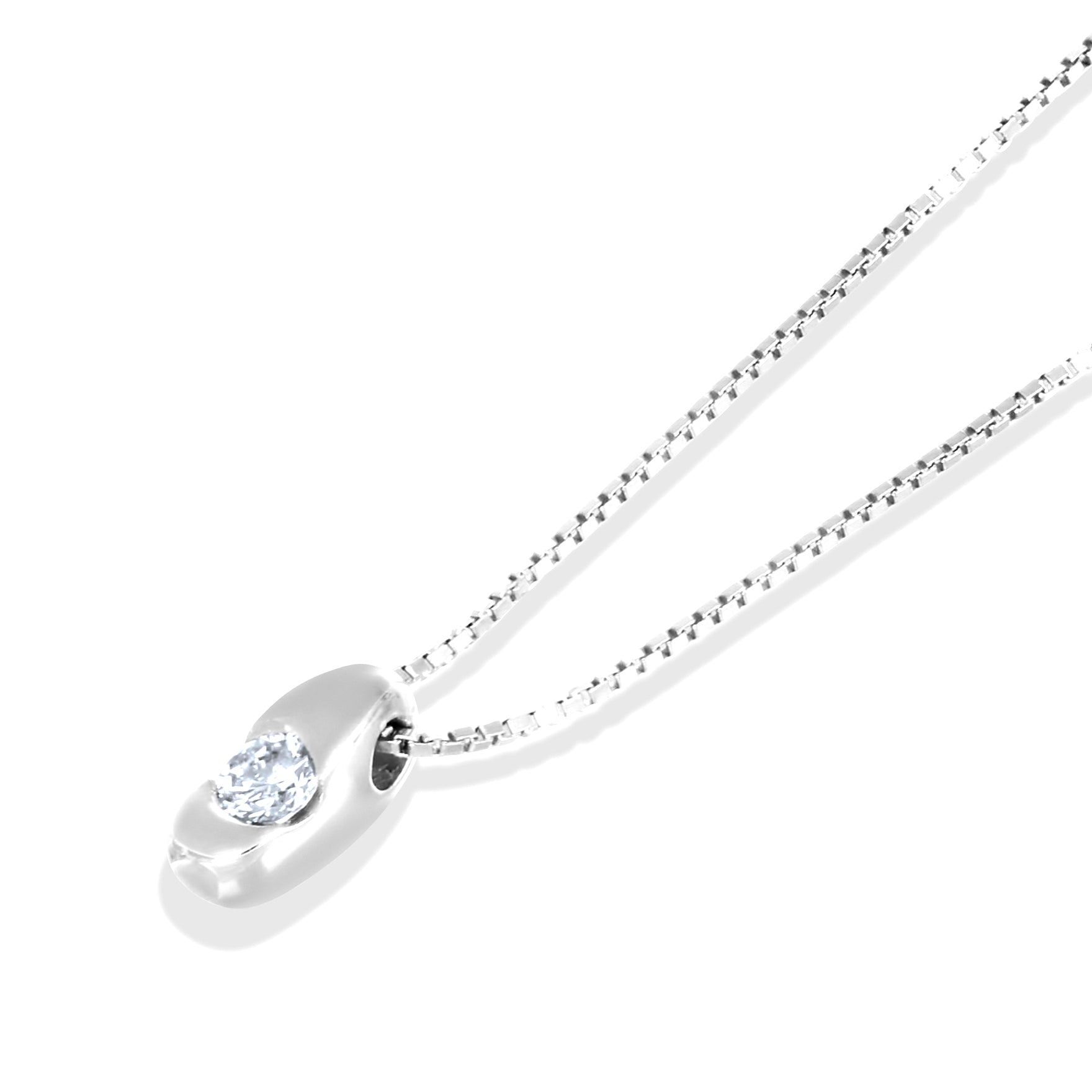 Collana con ciondolo - 18 carati Oro bianco - 0.13ct. tw. Diamante (Naturale)