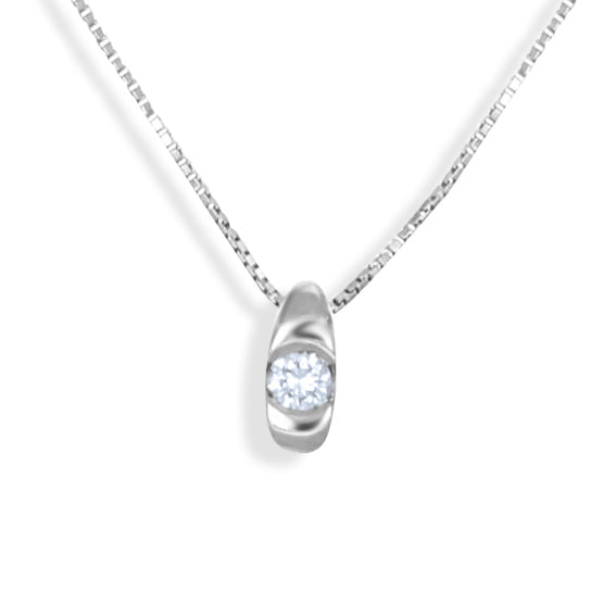 Collana con ciondolo - 18 carati Oro bianco - 0.13ct. tw. Diamante (Naturale)