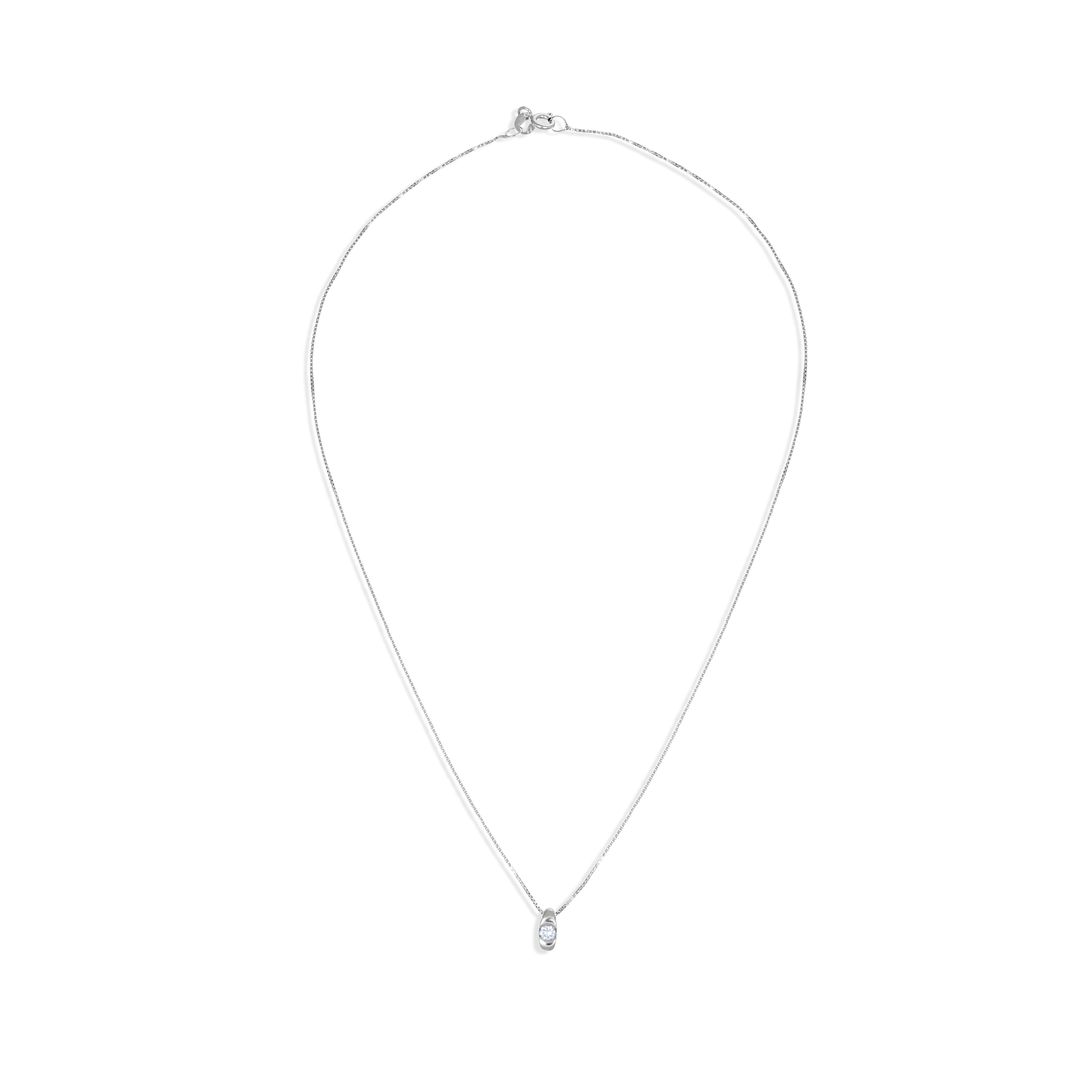 Collana con ciondolo - 18 carati Oro bianco - 0.13ct. tw. Diamante (Naturale)