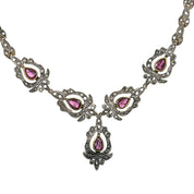 Collana - 18 carati Argento, Oro bianco - 10.13ct. tw. Rubino - Diamante