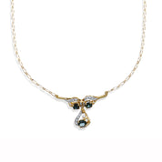 Collana con ciondolo - 18 carati Oro giallo, Oro bianco - 2.25ct. tw. Zaffiro - Diamante
