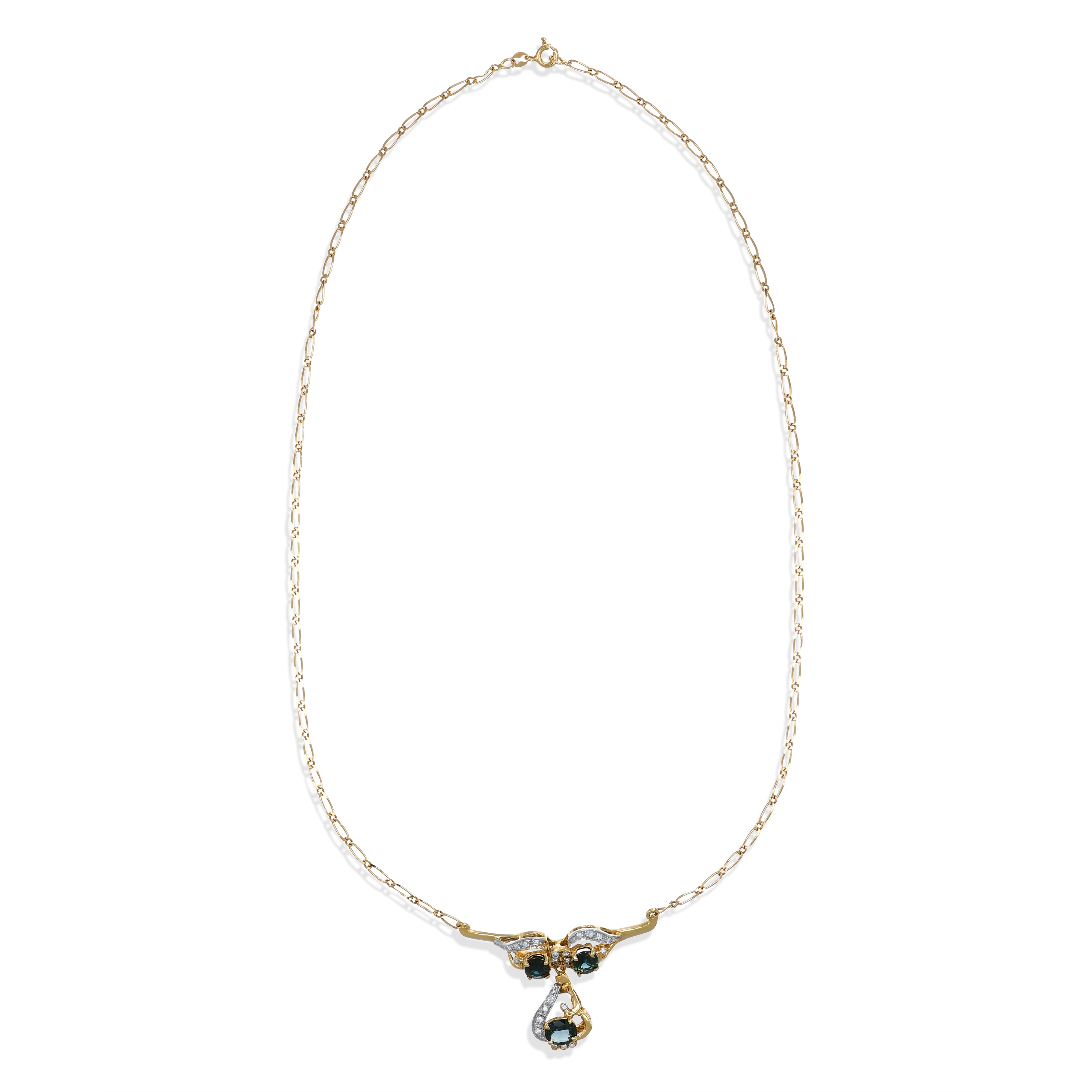Collana con ciondolo - 18 carati Oro giallo, Oro bianco - 2.25ct. tw. Zaffiro - Diamante
