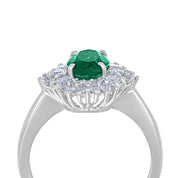 Anello - 18 carati Oro bianco - 1.75ct. tw. Smeraldo - Diamante