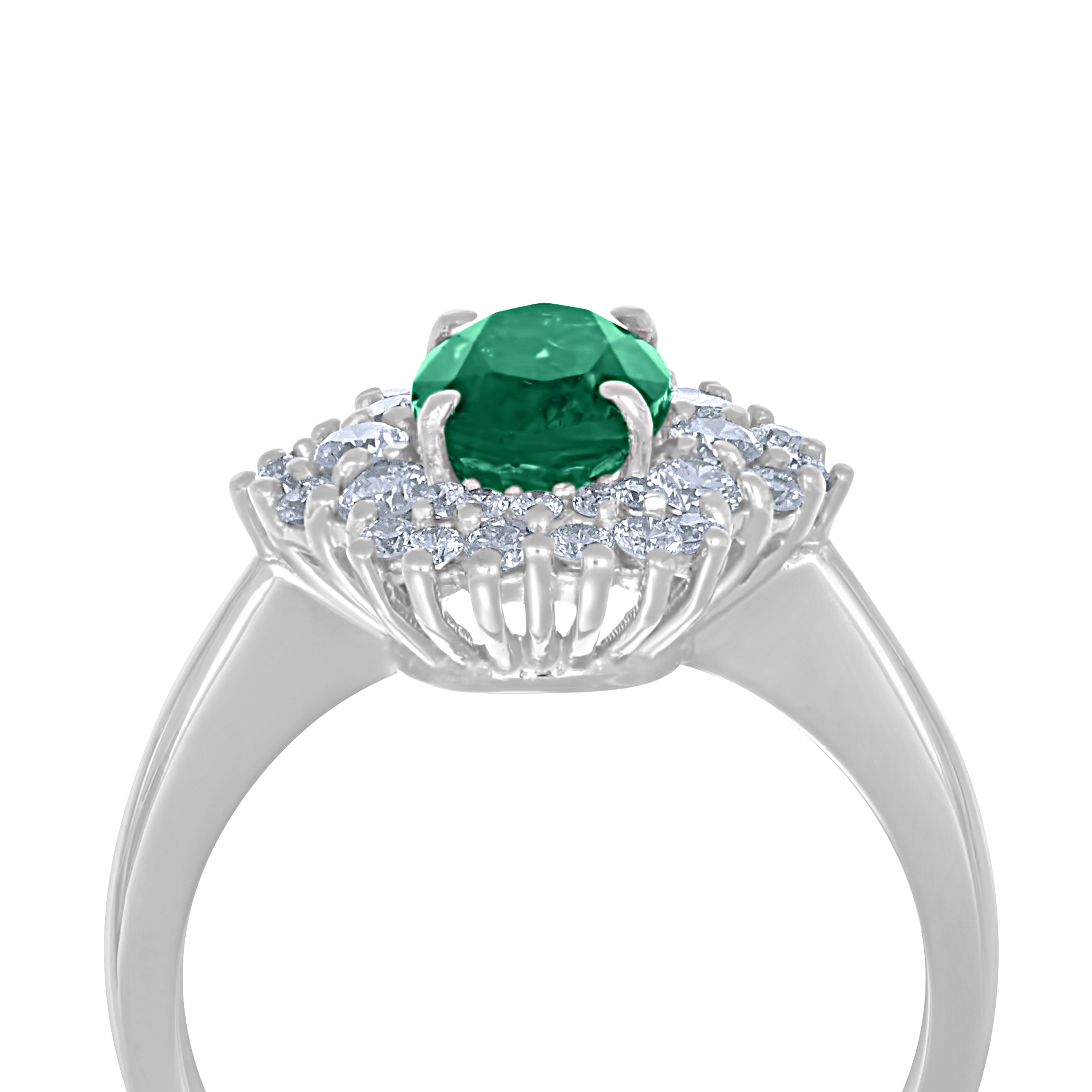 Anello - 18 carati Oro bianco - 1.75ct. tw. Smeraldo - Diamante