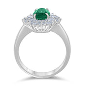 Anello - 18 carati Oro bianco - 1.75ct. tw. Smeraldo - Diamante