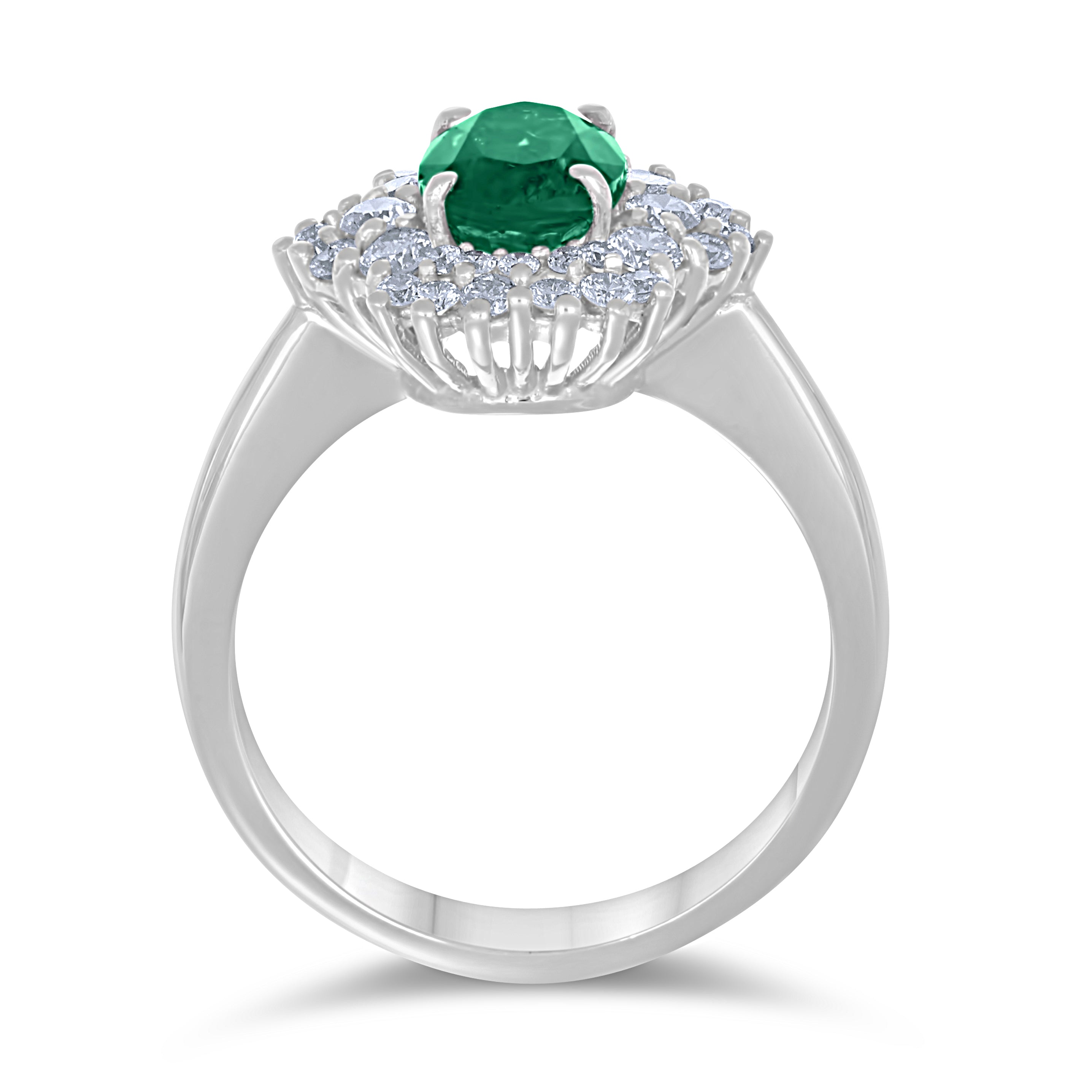 Anello - 18 carati Oro bianco - 1.75ct. tw. Smeraldo - Diamante