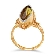 Anello in Oro giallo ,Oro Bianco 18 carati con Topazio da 10.00 ct