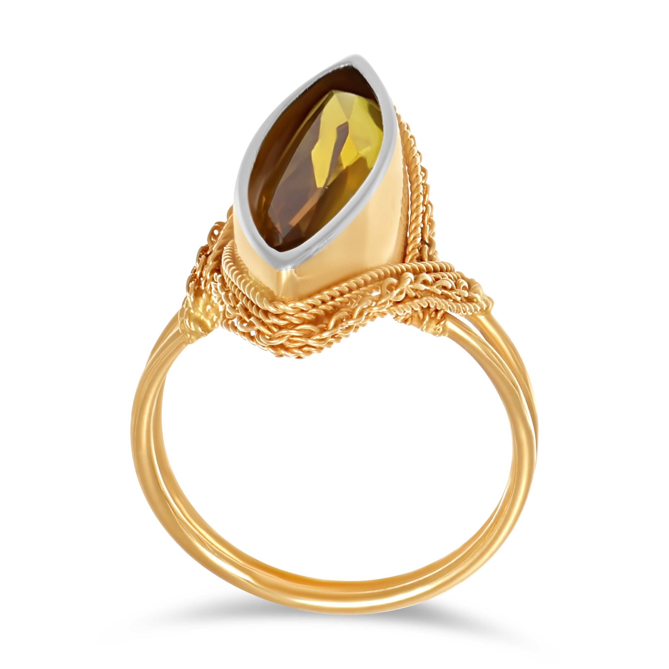 Anello in Oro giallo ,Oro Bianco 18 carati con Topazio da 10.00 ct