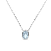 Collana con ciondolo - 18 carati Oro bianco - 0.92ct. tw. Acquamarina - Diamante