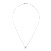 Collana con ciondolo - 18 carati Oro bianco - 0.92ct. tw. Acquamarina - Diamante