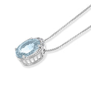 Collana con ciondolo - 18 carati Oro bianco - 0.92ct. tw. Acquamarina - Diamante