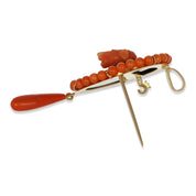 Spilla - 18 carati Oro giallo Onice - Corallo