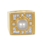 Anello - 18 carati Oro giallo - 0.60ct. tw. Diamante (Naturale) - Perla