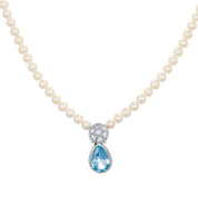 Collana - 18 carati Oro bianco Perla - Topazio 2.15 ct - zirconi