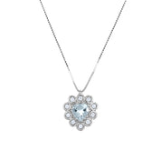 Collana con ciondolo - 18 carati Oro bianco - 0.75ct. tw. Acquamarina - Diamante