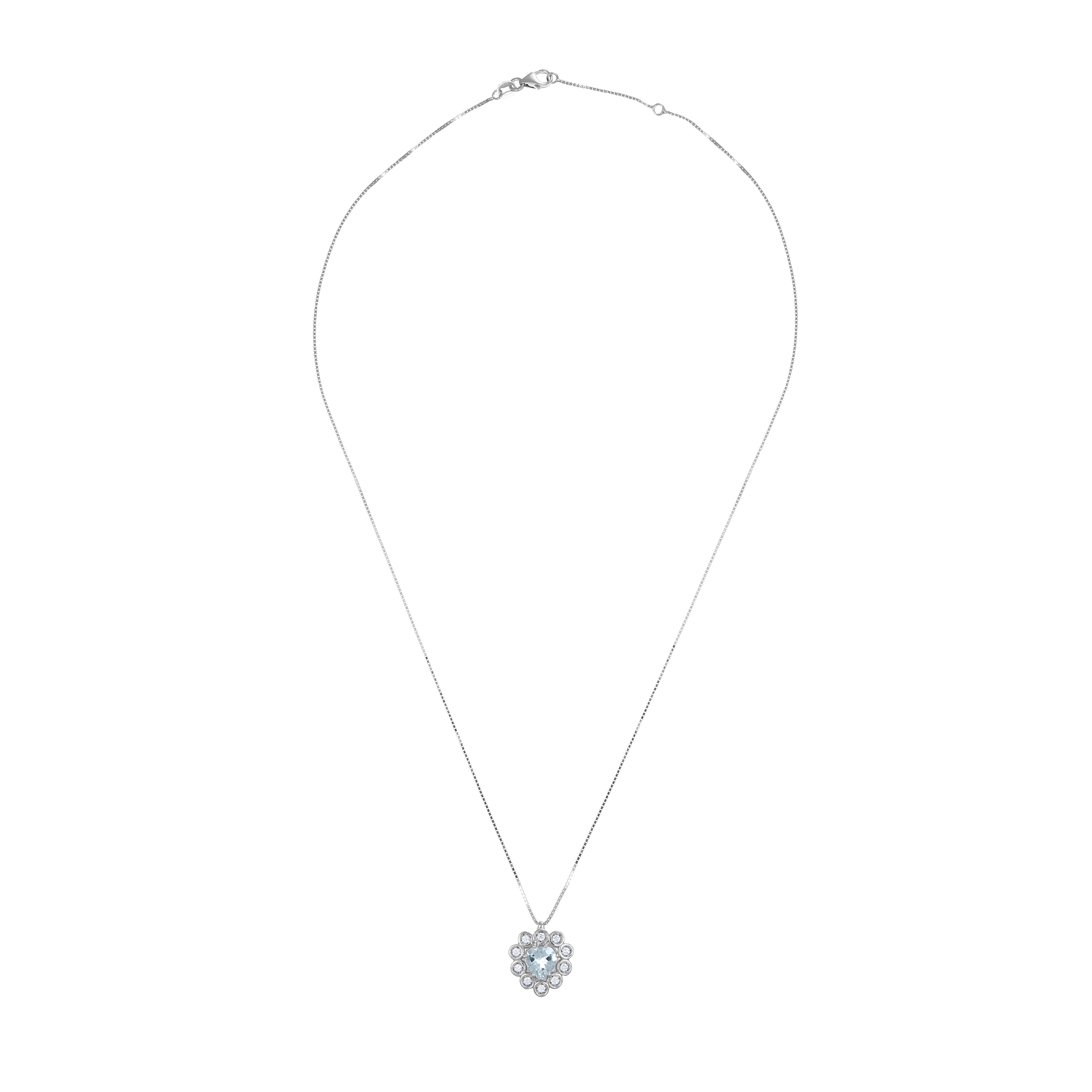 Collana con ciondolo - 18 carati Oro bianco - 0.75ct. tw. Acquamarina - Diamante