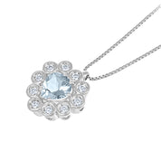 Collana con ciondolo - 18 carati Oro bianco - 0.75ct. tw. Acquamarina - Diamante